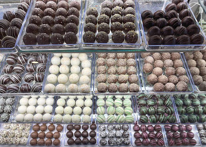 Several racks of Choclates and Truffles